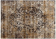 Designer Teppich mit komplexem, floralem Muster in Braun- und Beigetönen, Draufsicht