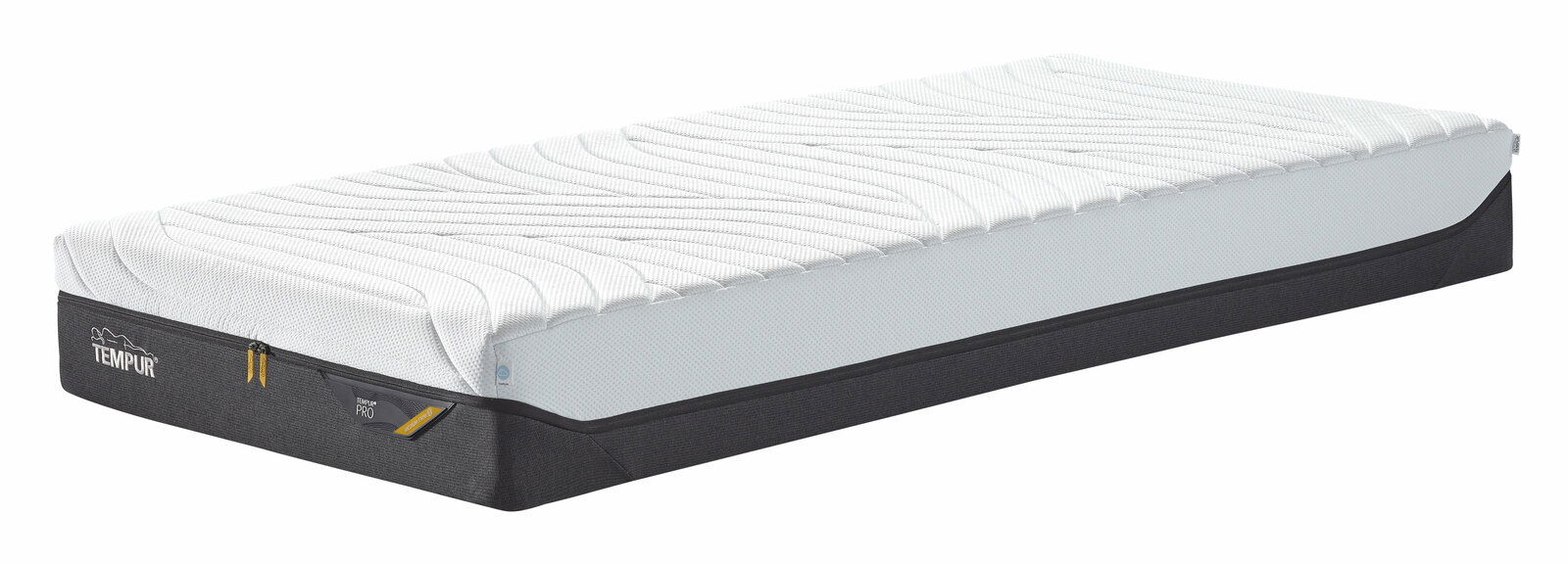 Tempur TFK-Matratze PRO COOLQUILT Seitliche Ansicht einer hochwertigen TFK-Matratze 100x200 cm mit festem Liegekomfort und modernem Design.