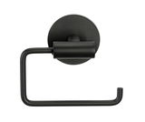 Schwarzer Toilettenpapierhalter Meleto aus Metall, Ansicht von vorne.