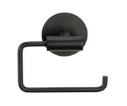 Schwarzer Toilettenpapierhalter Meleto aus Metall, Ansicht von vorne.