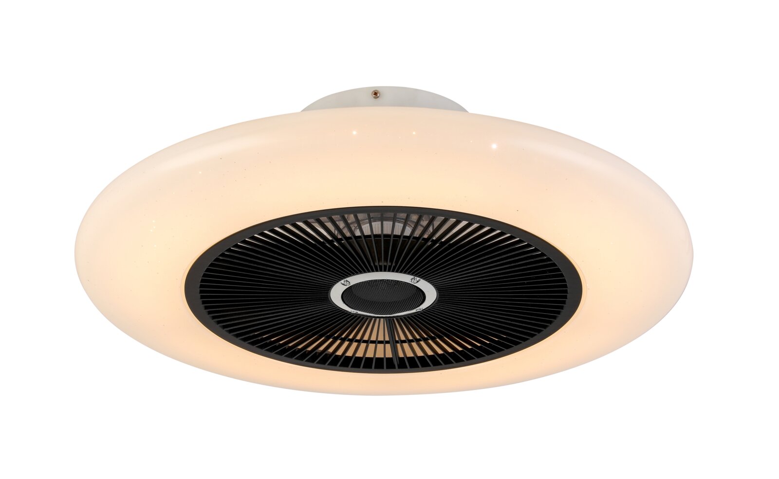 Moderner Deckenventilator mit integriertem Licht, Ansicht von unten
