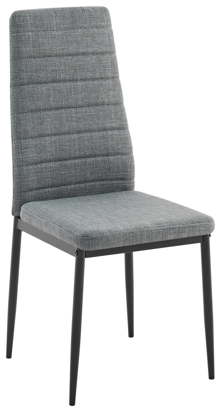 Ti´me Stuhl JANNEK Grauer, gepolsterter Stuhl mit Metallbeinen, seitliche Perspektive