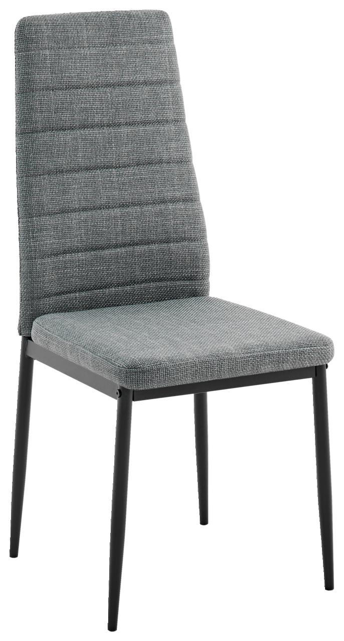 Ti´me Stuhl JANNEK Grauer, gepolsterter Stuhl mit Metallbeinen, seitliche Perspektive