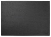 Draufsicht auf ein dunkelgraues Tischset mit strukturierter Oberfläche, rechteckig, Größe 46x33cm.