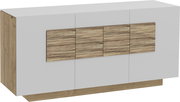 Modernes Sideboard mit Holz- und Weißtönen, Frontansicht