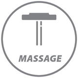 Symbol für einen Duschkopf mit Massagefunktion, seitliche Perspektive