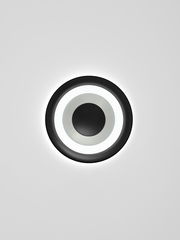 Runde LED-Deckenleuchte in Schwarz und Silber, von unten betrachtet