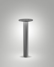 LED-Pollerleuchte Fabas Luce ELITE in seitlicher Perspektive, modernes Design in Grau.