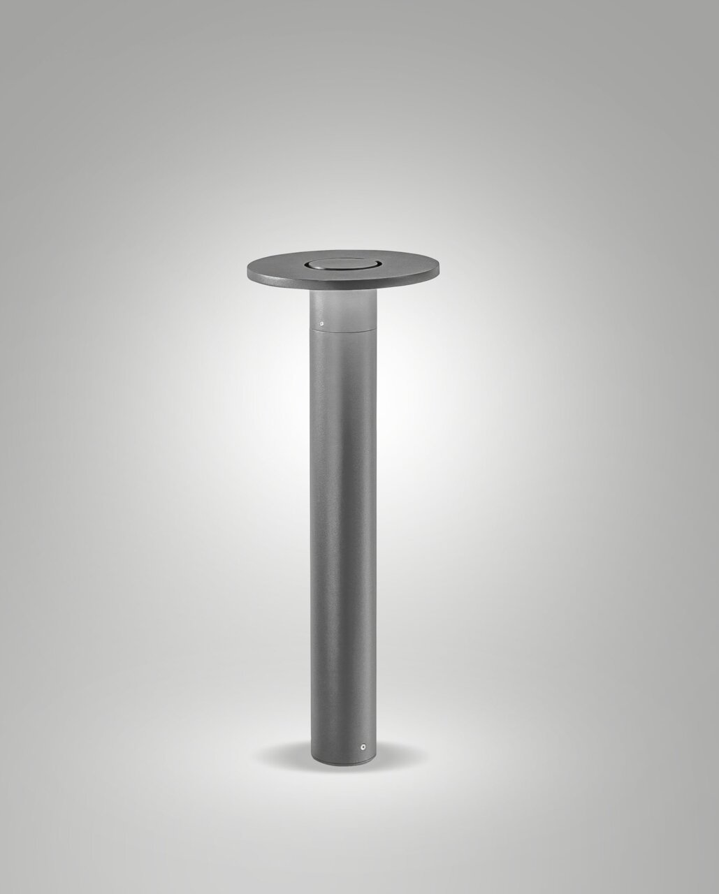 LED-Pollerleuchte Fabas Luce ELITE in seitlicher Perspektive, modernes Design in Grau.