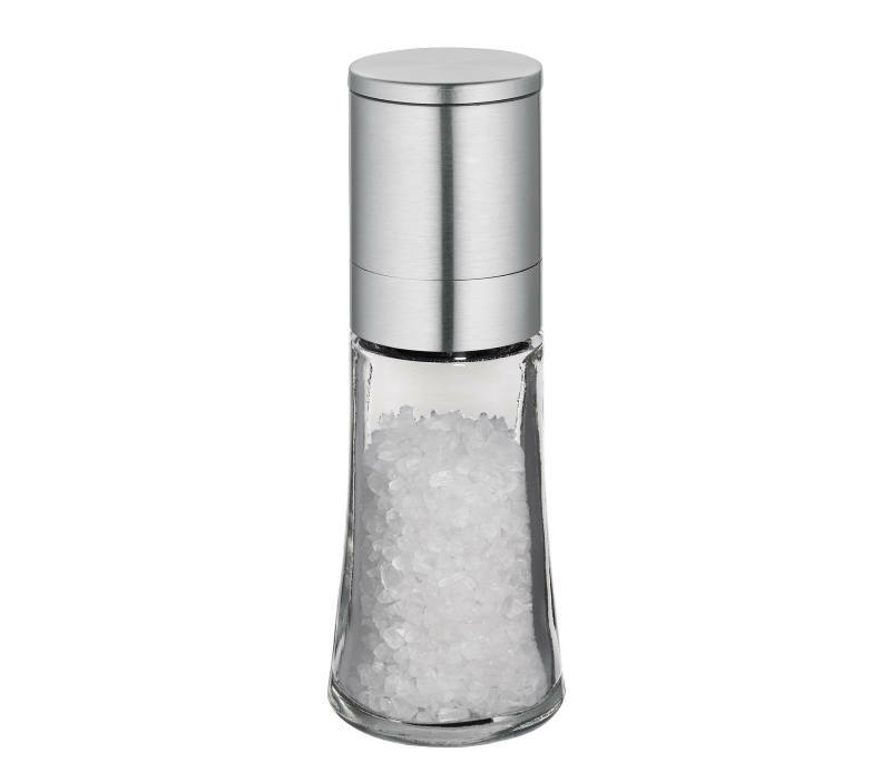 Cilio Salzmühle BARI Salzmühle Bari aus Glas und Edelstahl, frontal abgebildet