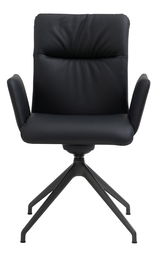 Schwarzer Armlehnstuhl mit modernem Design, Vorderansicht