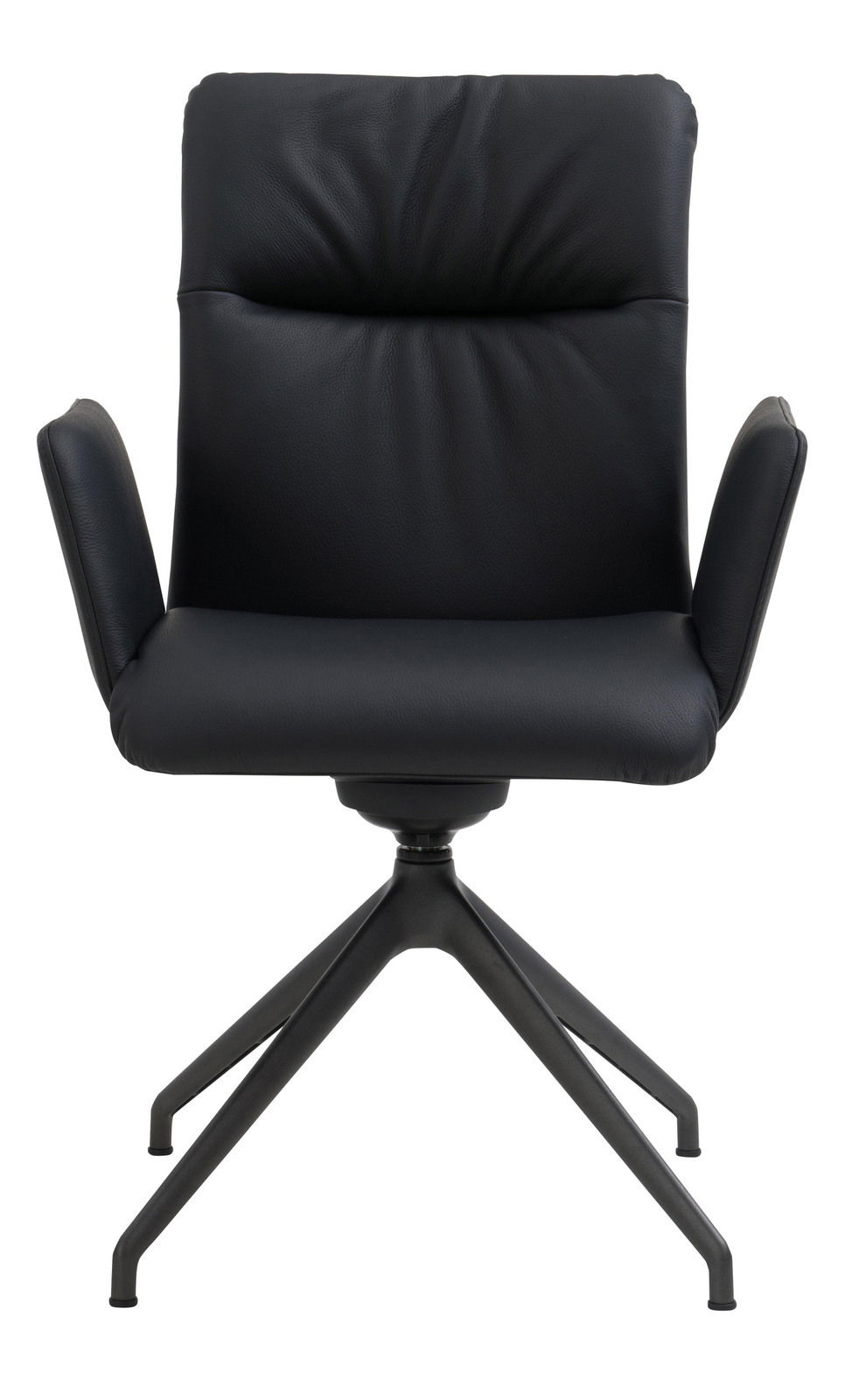 Schwarzer Armlehnstuhl mit modernem Design, Vorderansicht