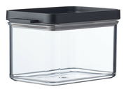 Rechteckige Vorratsdose Omnia mit schwarzem Deckel, seitliche Perspektive