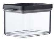 Rechteckige Vorratsdose Omnia mit schwarzem Deckel, seitliche Perspektive