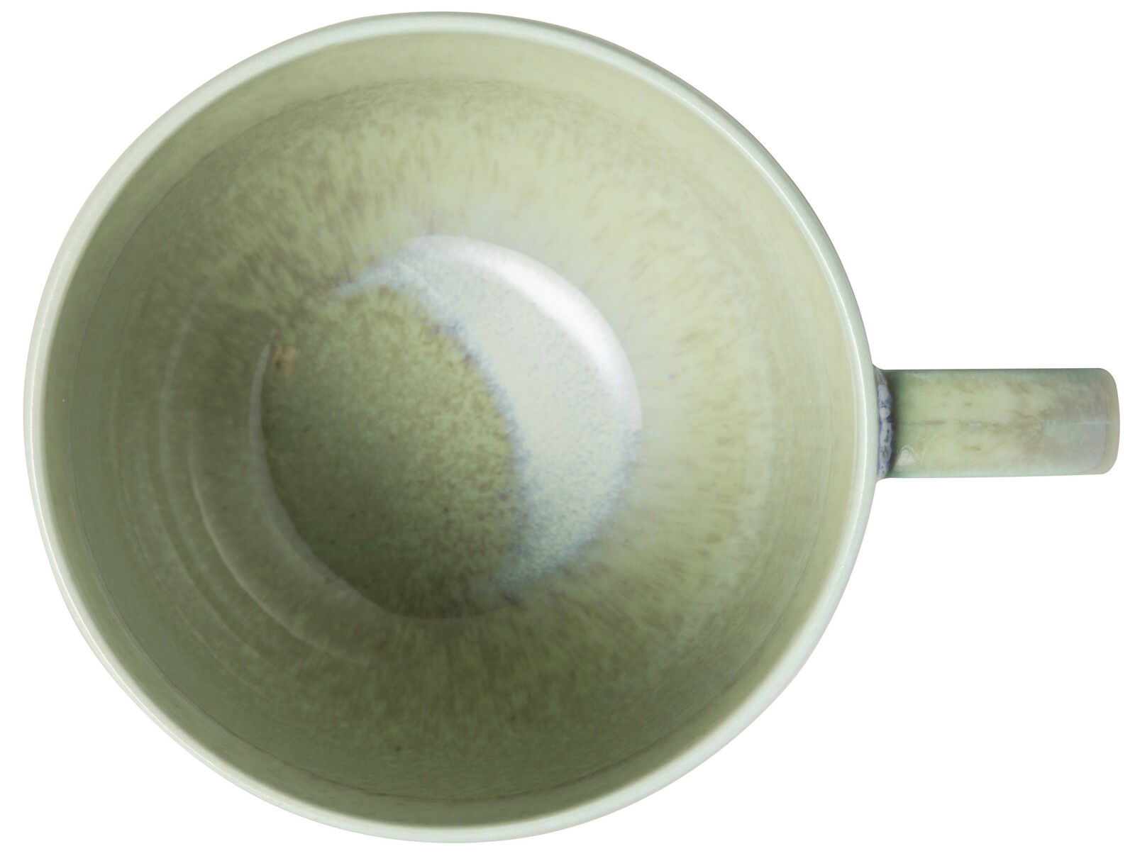 Espressotasse aus der Vogelperspektive, innen mit grünlicher Glasur.