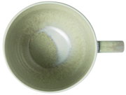 Espressokopje vanuit vogelperspectief, aan de binnenkant voorzien van een groenachtig glazuur.