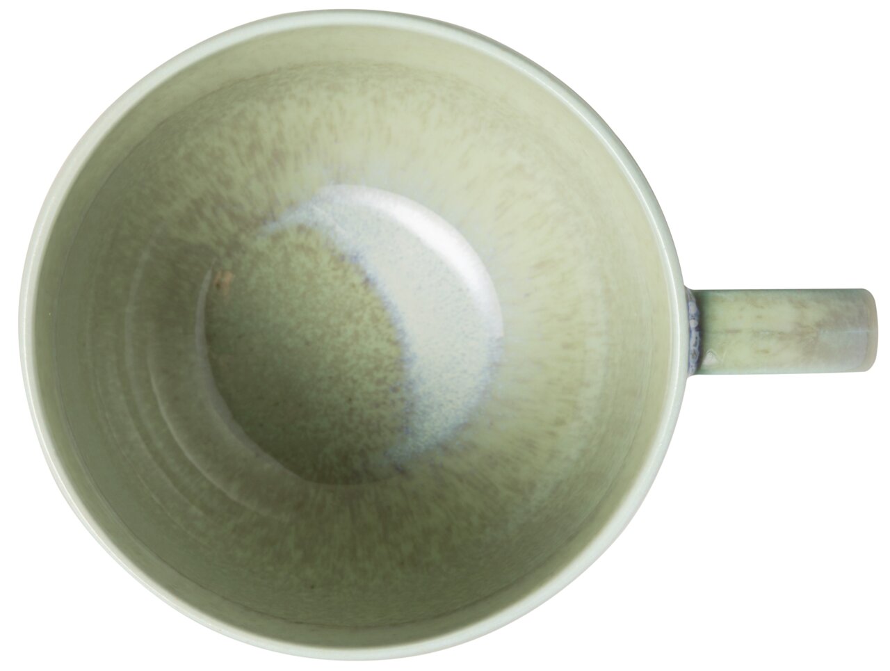 Espressokopje vanuit vogelperspectief, aan de binnenkant voorzien van een groenachtig glazuur.