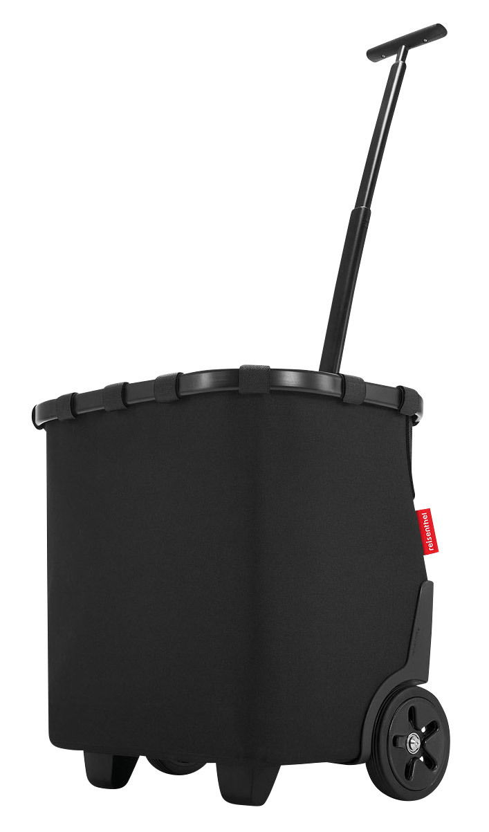 Schwarzer Carrycruiser mit Teleskopgriff und Rädern, seitliche Perspektive