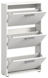 Weißer Schuhkipper mit drei Klappen, seitliche Perspektive