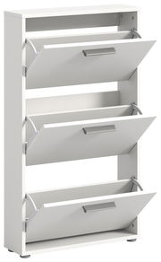 Weißer Schuhkipper mit drei Klappen, seitliche Perspektive