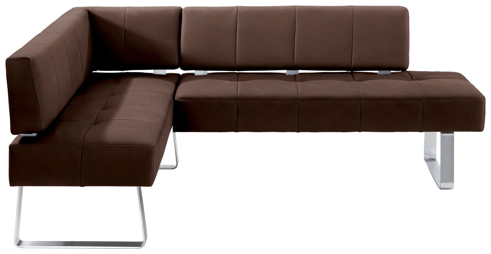 Moderano Eckbank LUPO II Braune Eckbank mit modernem Design und Metallbeinen, seitliche Perspektive