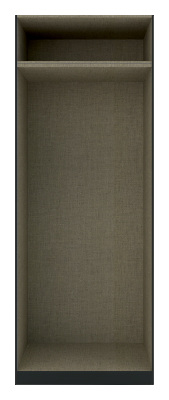 Hom´in Kleiderschrank Korpus UNIT Frontale Ansicht eines Kleiderschrank-Korpus mit einem oberen Regalbrett, geeignet für die Integration in einen größeren Schrank.