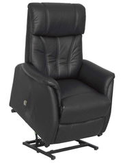 Schwarzer Fernsehsessel in Frontalansicht mit Hebefunktion