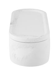 Weiße Universaldose Balatro aus Marmoroptik, frontal fotografiert