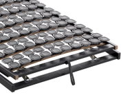 Federholzrahmen Flex KF in seitlicher Perspektive mit flexiblen Kunststoffelementen auf Holzleisten.