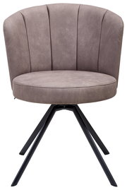 Moderner Sessel mit grauem Stoffbezug und schwarzem Metallgestell, Frontalansicht