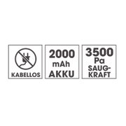 Kabelloser Akku-Handstaubsauger mit 2000 mAh Akku und 3500 Pa Saugleistung, Vorderansicht