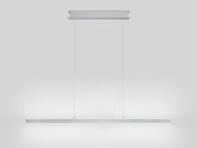 Moderne LED-Pendelleuchte in minimalistischem Design, frontal betrachtet.