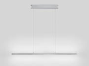 Moderne LED-Pendelleuchte in minimalistischem Design, frontal betrachtet.