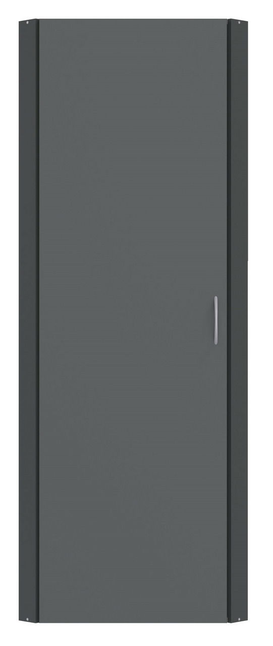 Grauer Eckschrank mit Türgriff, Frontalansicht