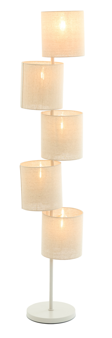 Light&Living Stehleuchte BENIGNO Stehleuchte mit fünf übereinander angeordneten, zylindrischen Lampenschirmen aus Stoff, seitliche Perspektive