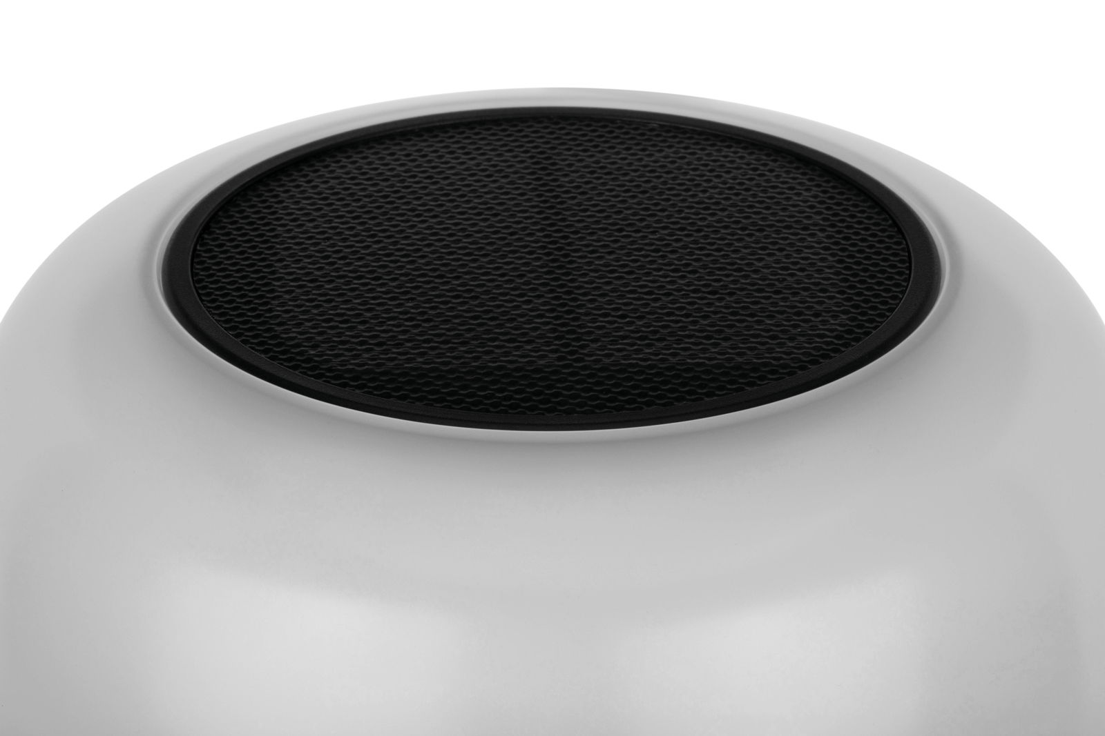 Nahaufnahme einer runden Solarleuchte von oben mit schwarzem Solarpanel.