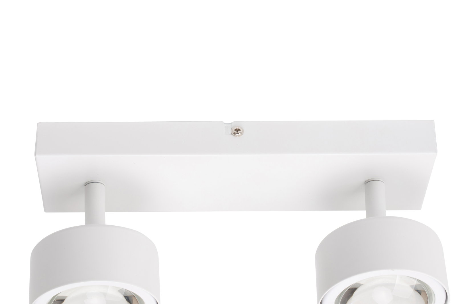 LED-Strahler in Weiß, Ansicht von unten mit zwei zylindrischen Leuchten.