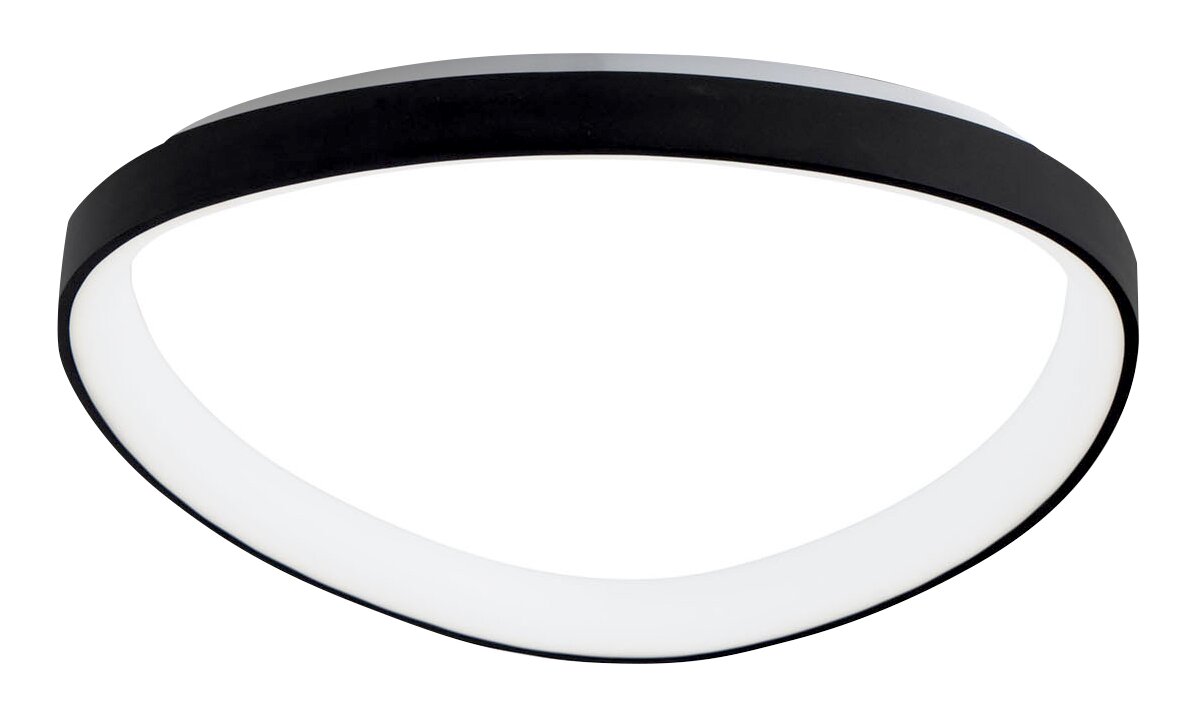 Fabas Luce LED-Deckenleuchte QUIRK Moderne LED-Deckenleuchte in ovaler Form mit schwarzem Rand, seitliche Perspektive