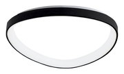 Moderne LED-Deckenleuchte in ovaler Form mit schwarzem Rand, seitliche Perspektive