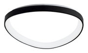 Moderne ovale led-plafondlamp met zwarte rand, zijaanzicht
