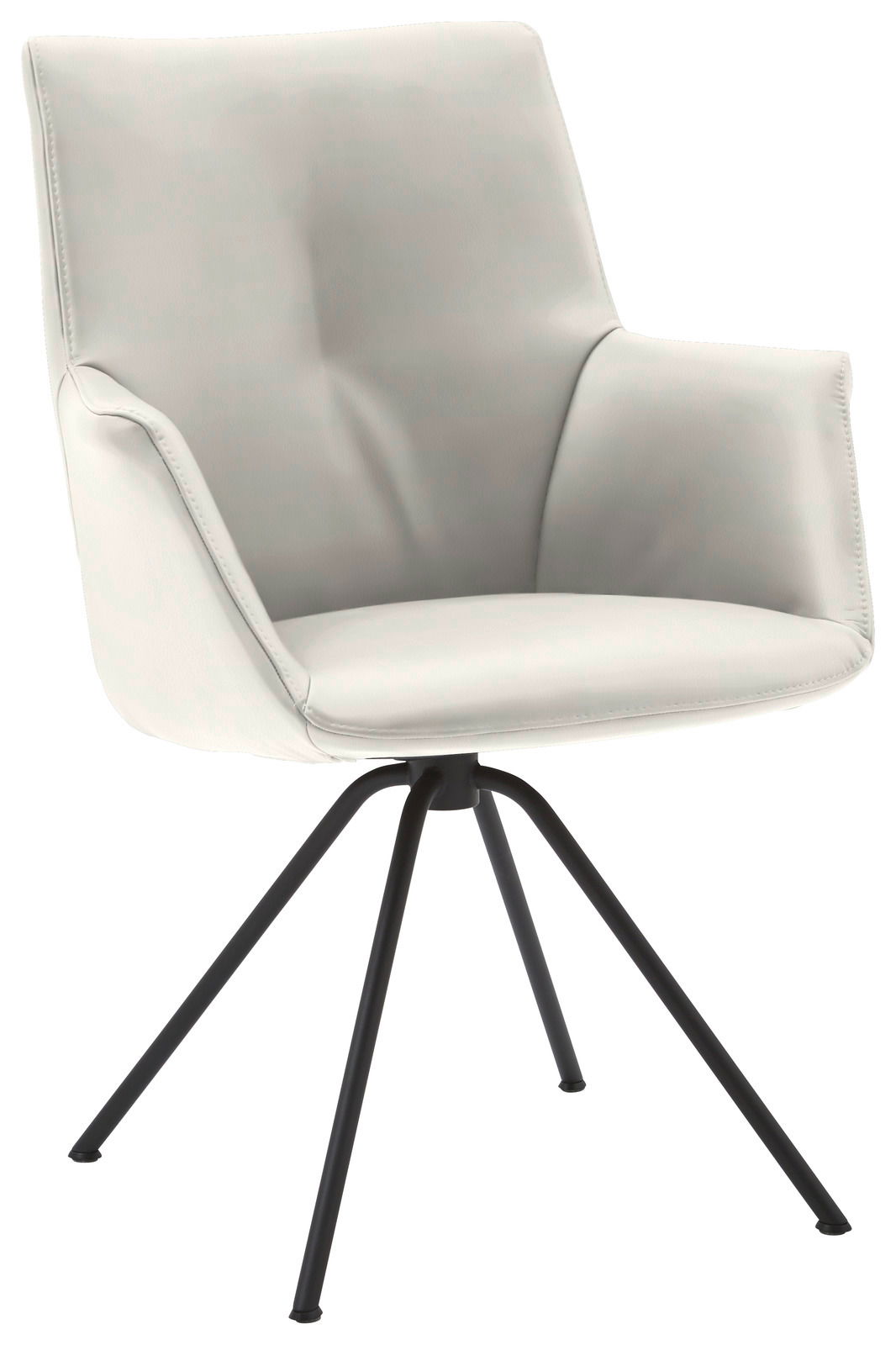 Dieter Knoll Sessel CHESTER Moderner Sessel mit weißem Polster und schwarzem Metallgestell, seitliche Perspektive