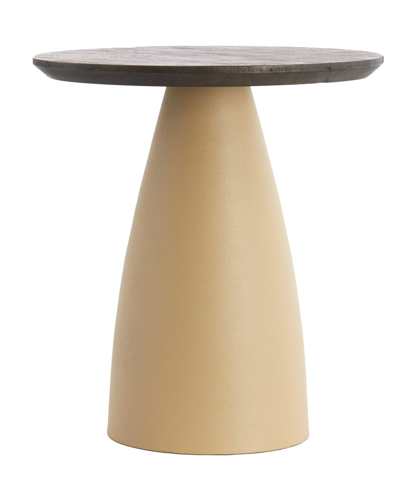 Light&Living Beistelltisch OCANA Moderner Beistelltisch mit konischer, beiger Basis und runder, dunkler Tischplatte, Frontalansicht