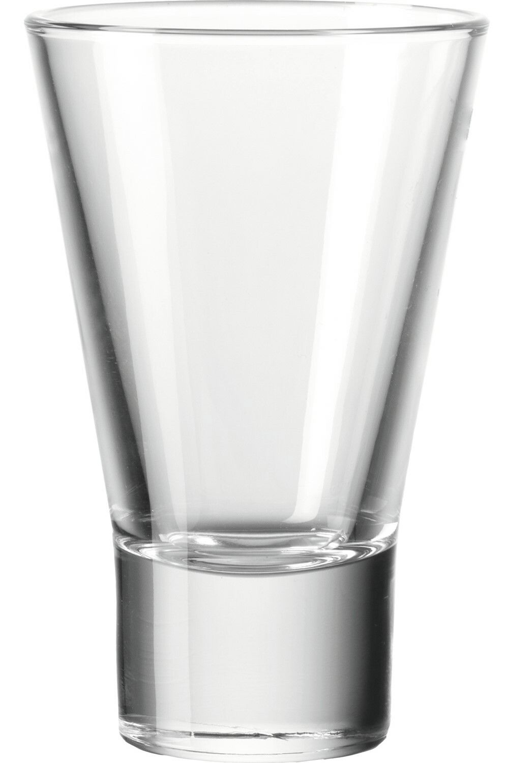 Leonardo Schnapsglas GILLI Ein transparenter, konisch geformter Glasbecher, frontal fotografiert.