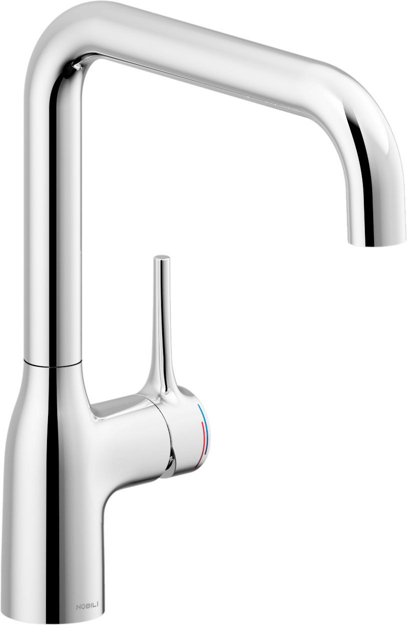 Novel Einhebelmischer Moderner Einhebelmischer aus Chrom in seitlicher Perspektive