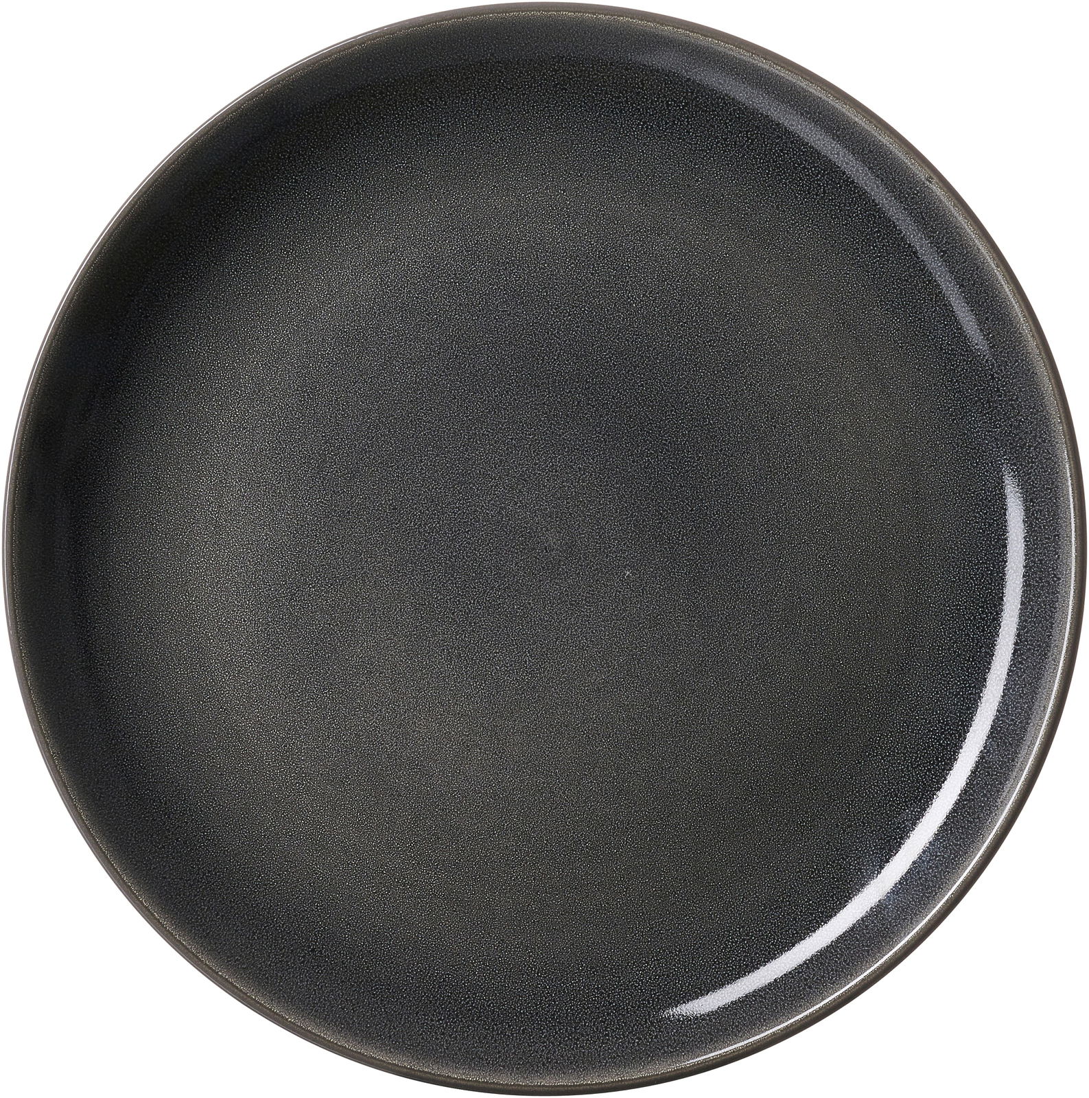 Schwarzer Speiseteller mit einem Durchmesser von 27,5 cm, Ansicht von oben