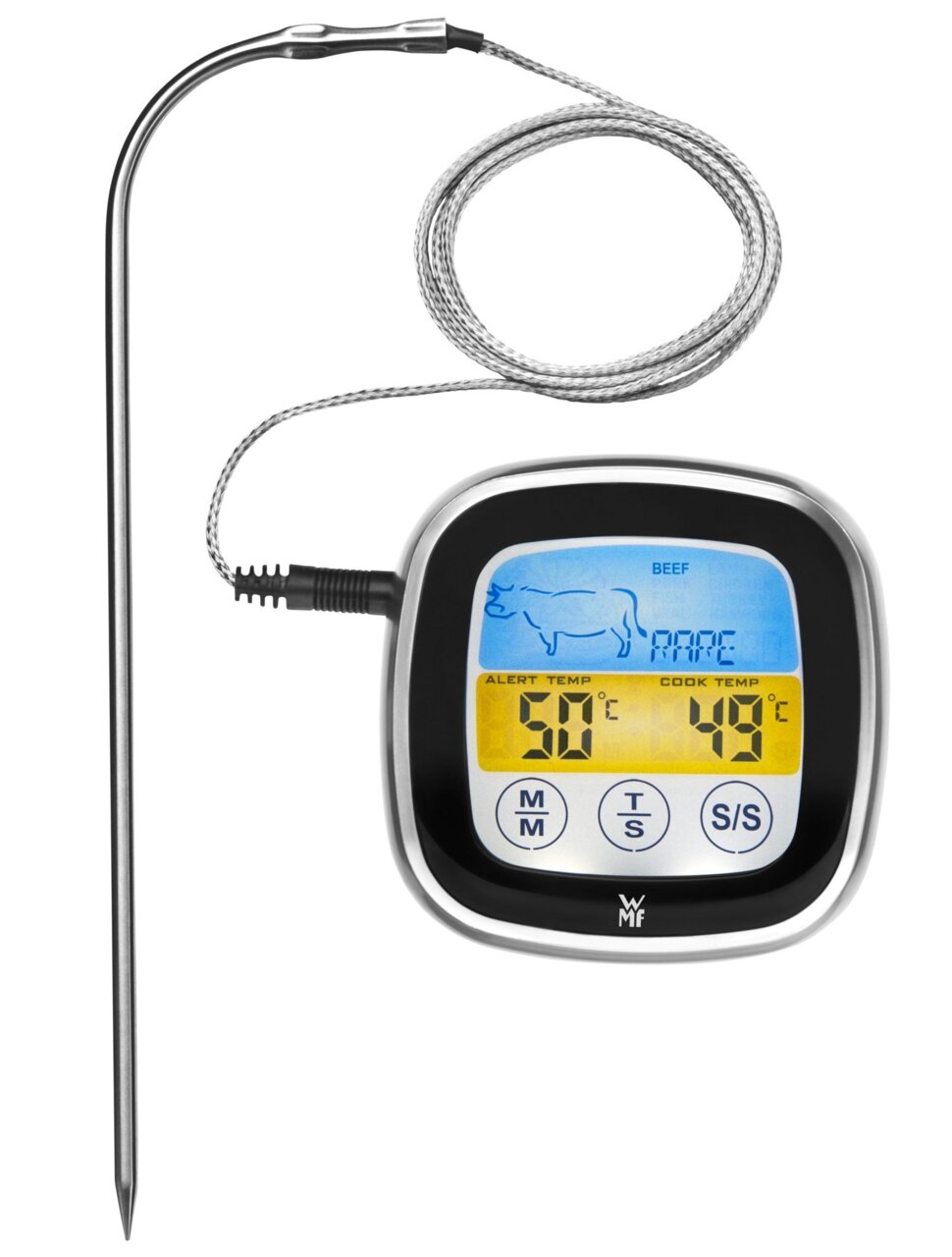 WMF Digitales Bratenthermometer Digitales Bratenthermometer mit Edelstahlsonde und Kabel, Vorderansicht
