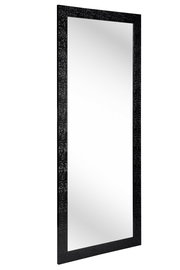 Rechteckiger Spiegel mit schwarzem, strukturiertem Rahmen, seitliche Perspektive
