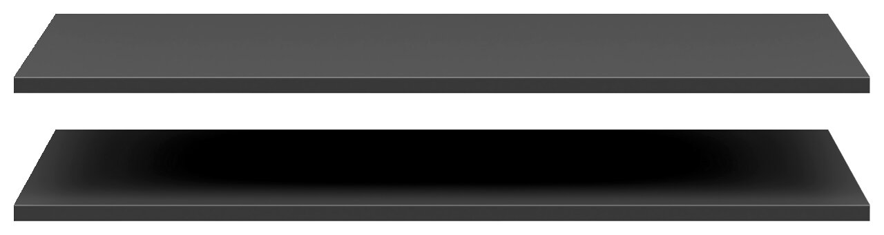 Zwei graue Einlegeböden in einer seitlichen Perspektive.