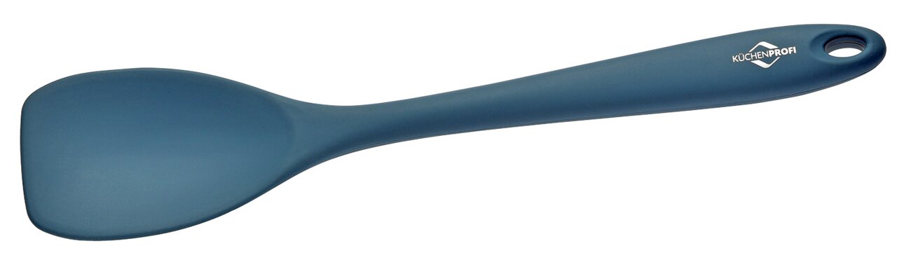 Blauer Universallöffel aus Silikon, seitliche Ansicht