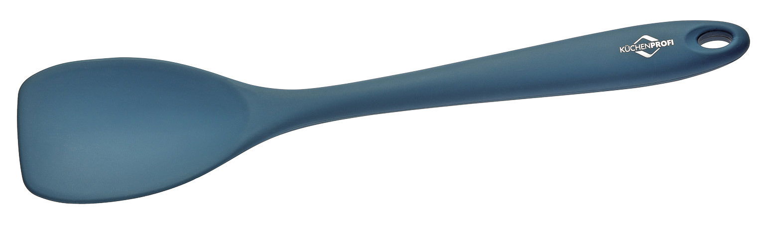 Blauer Universallöffel aus Silikon, seitliche Ansicht